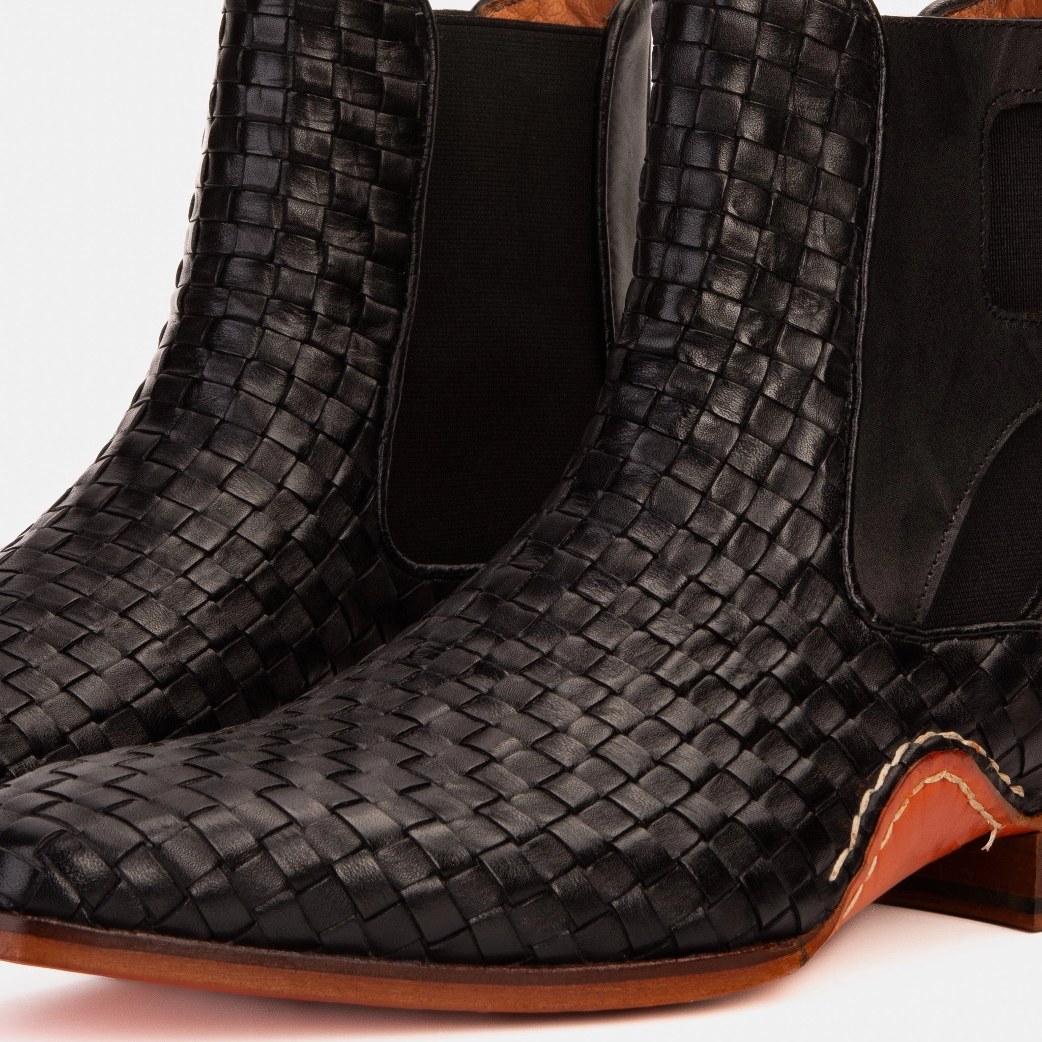 The Rolls Boot Woven Black Leather Double Monk Strap Handmade Men Shoe Narrow Calf Cowgirl Boots