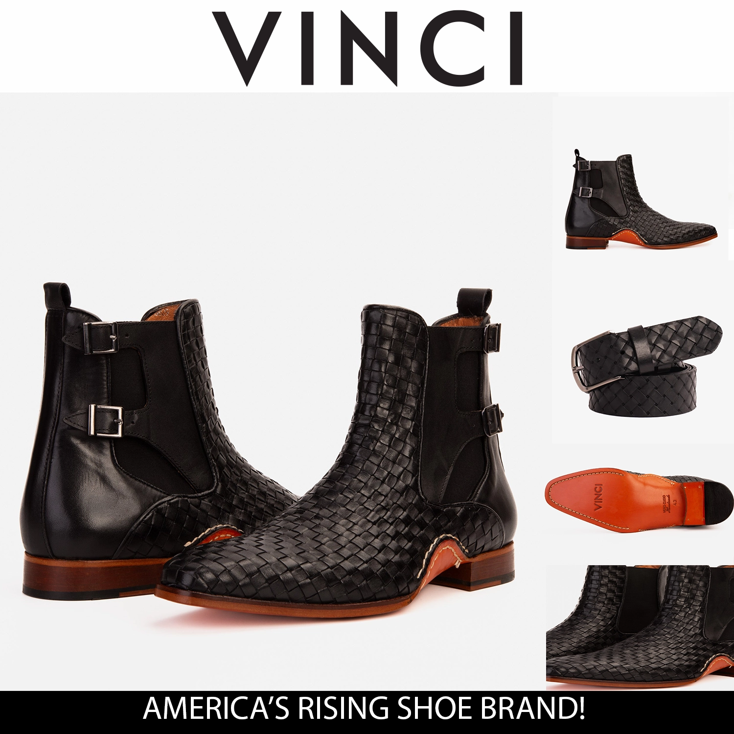 The Rolls Boot Woven Black Leather Double Monk Strap Handmade Men Shoe Trekking Boots