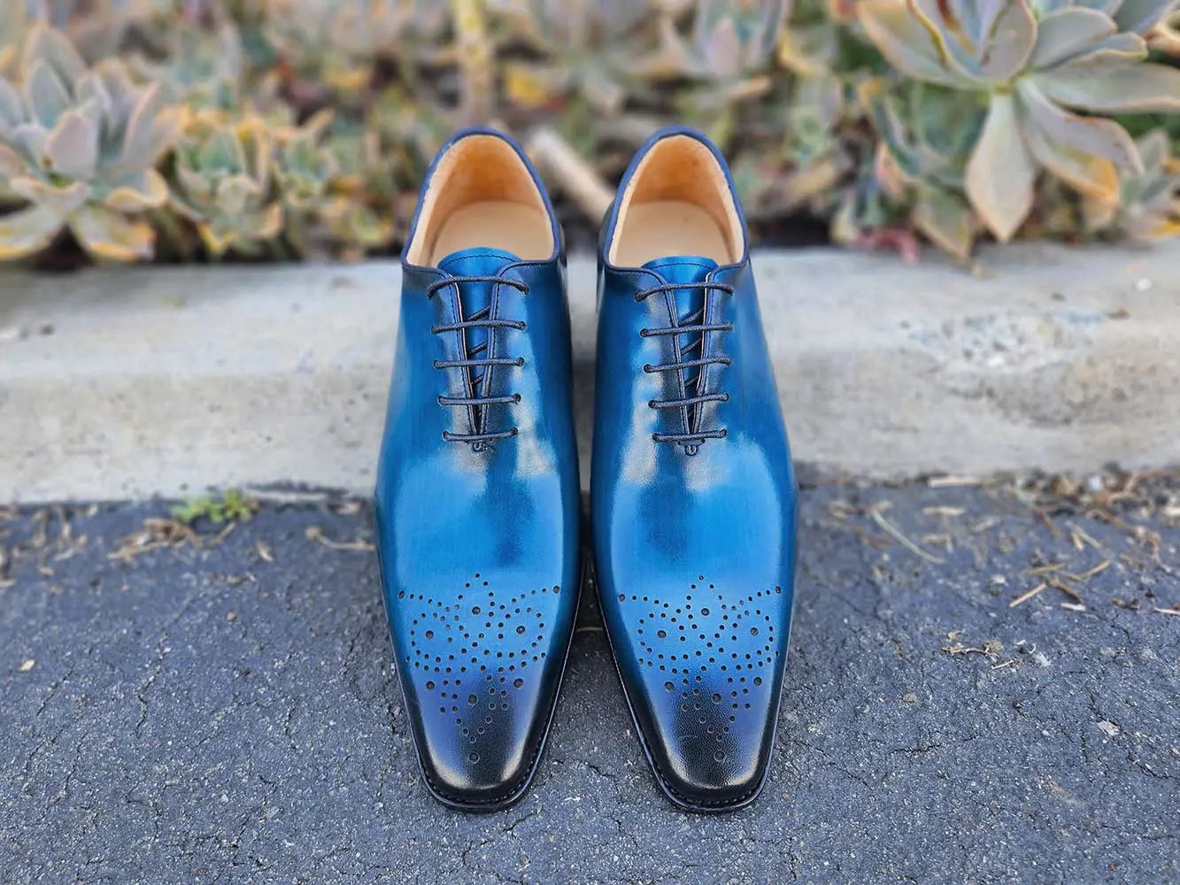 Hand Burnished Wholecut Calf Oxford Cut Out Oxfords
