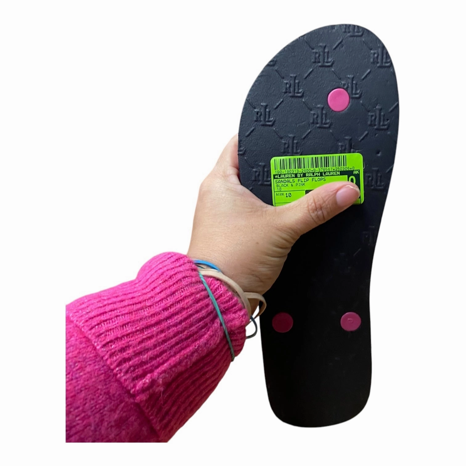 SANDALS FLIP FLOPS by LAUREN BY RALPH LAUREN In BLACK & PINK, Size: 10 City Beach Flip Flops