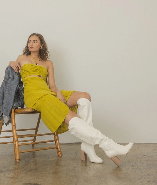 Extra Wide Hiking Boots Saint Knee High Block Heel Boots