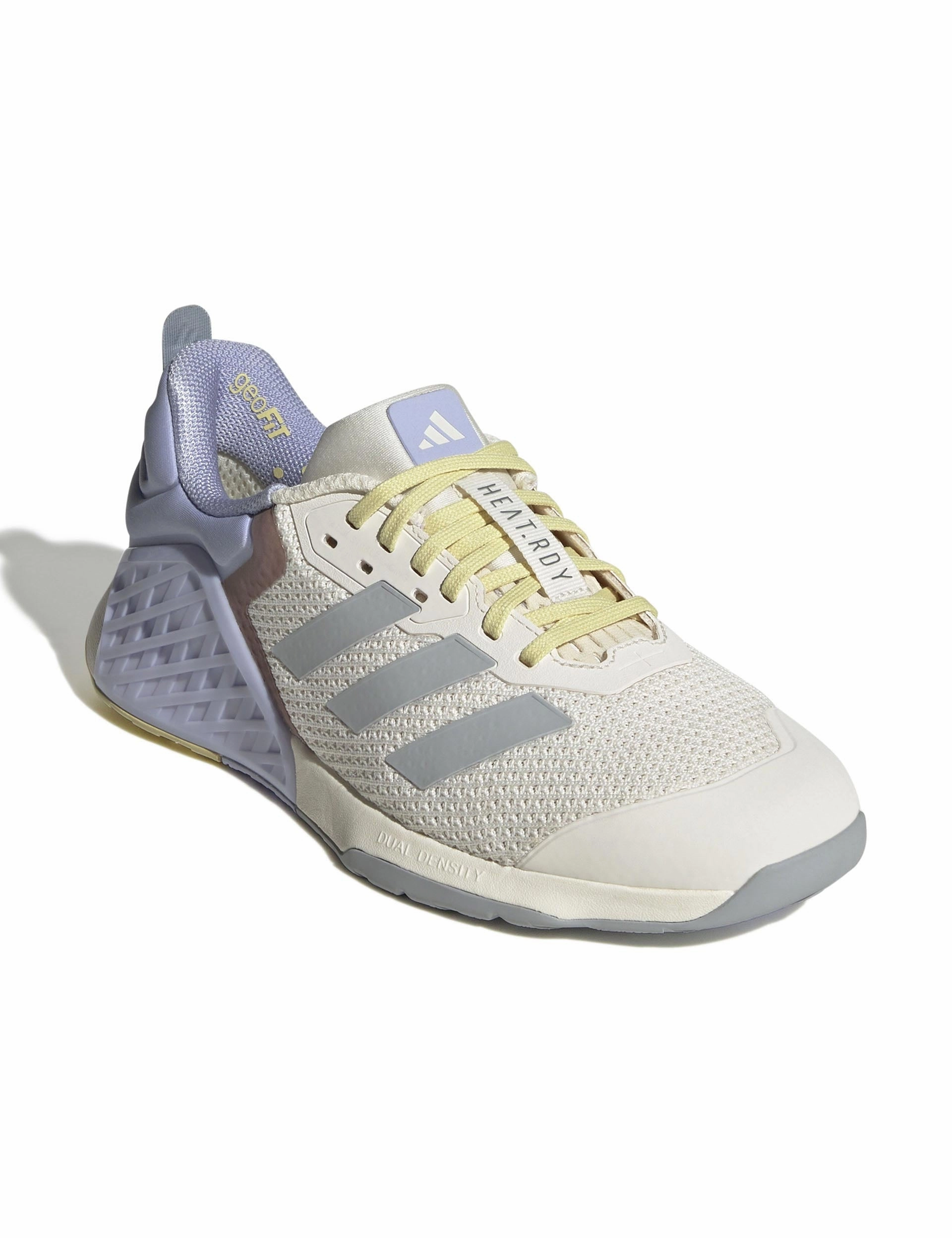 Flat Trainer Shoes Dropset 3 Strength Training Shoes - Chalk White/Halo Silver/Violet Tone