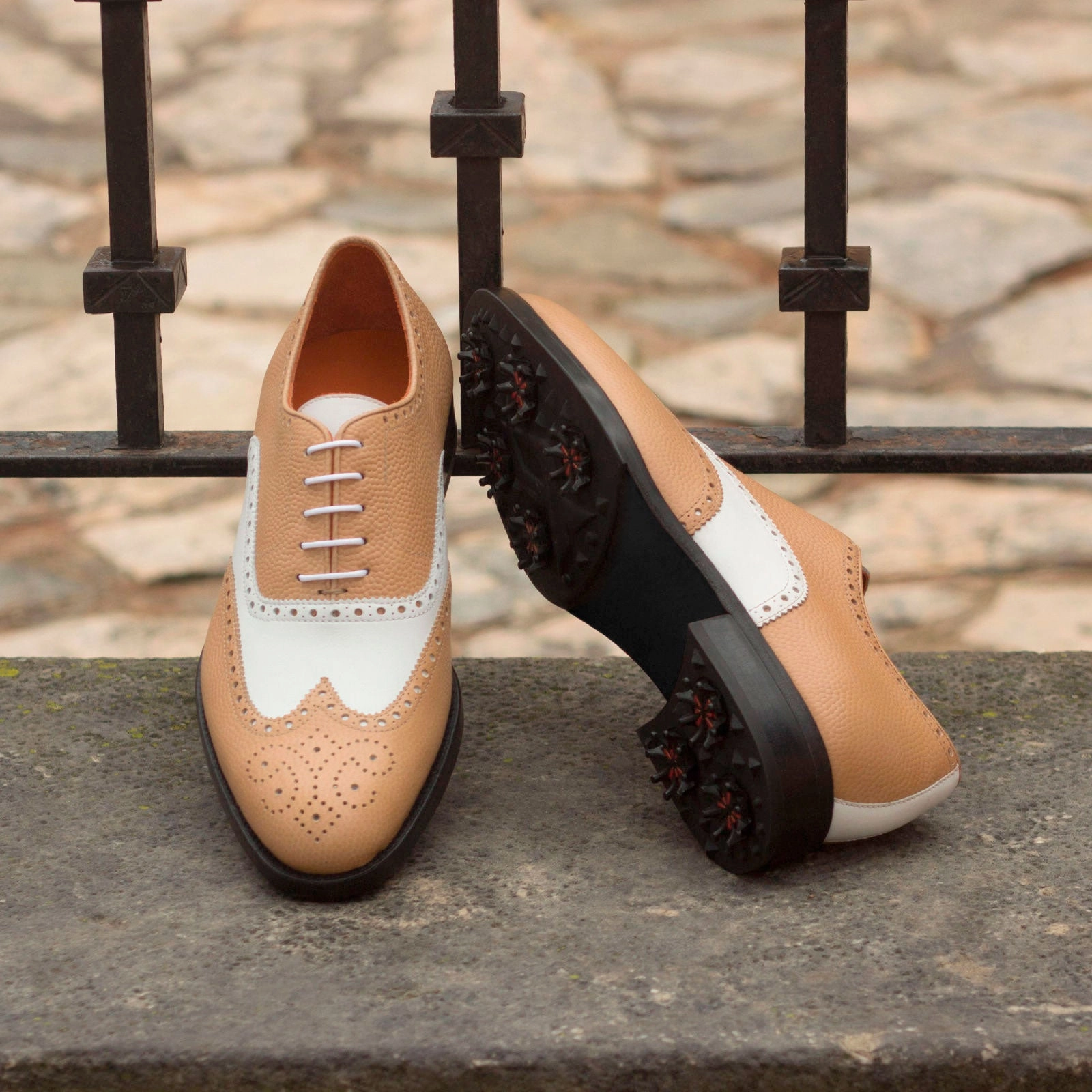 Brown Ghillie Brogue Wingtip Brogue Golf Shoes