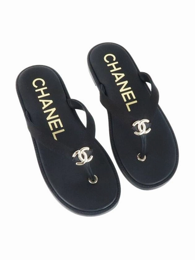WoMen's CC Logo Flip Flops Black Chanel Papa Bear Slippers