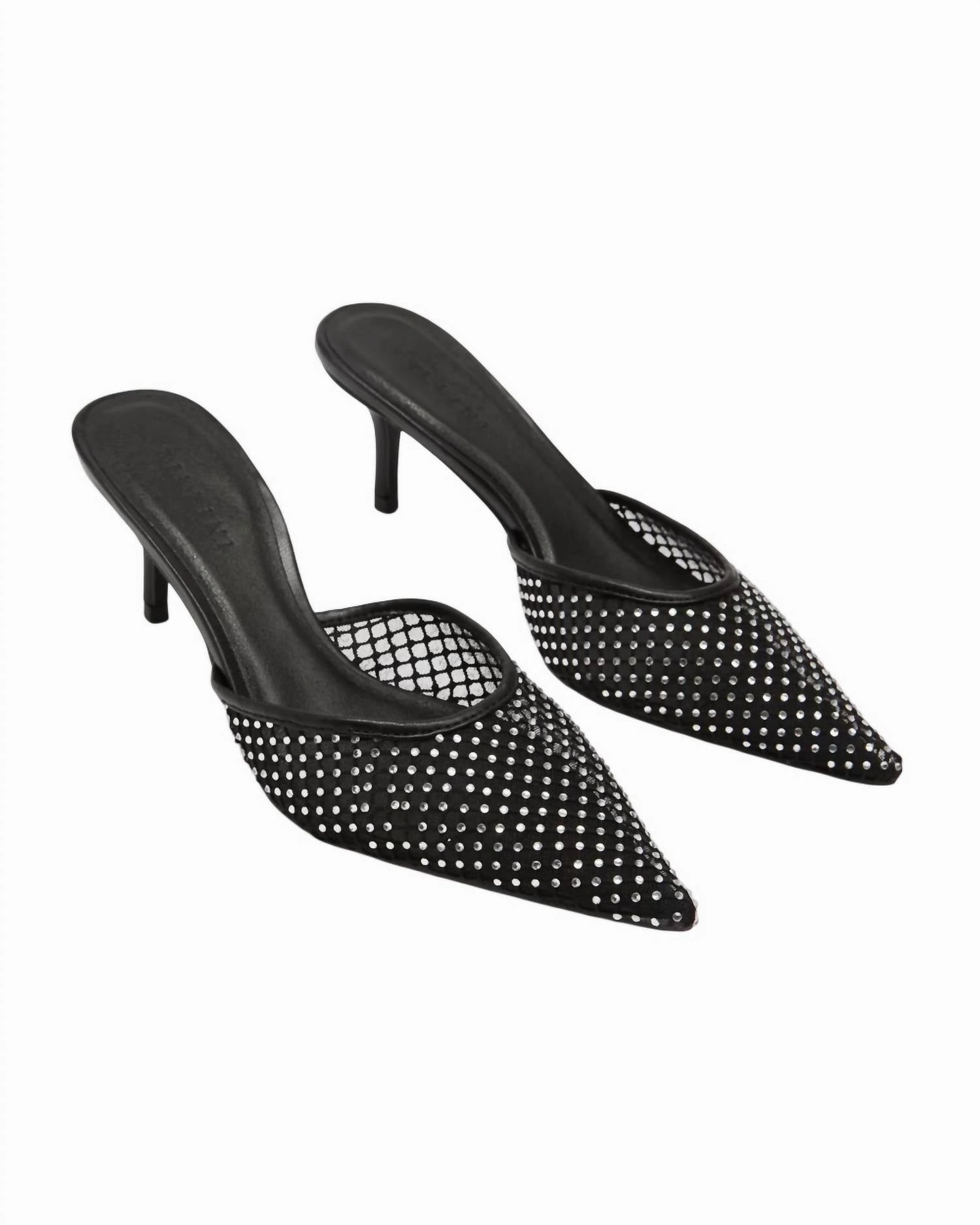 Women's Dez Heels In Black Mesh Peep Toe Platform High Heels