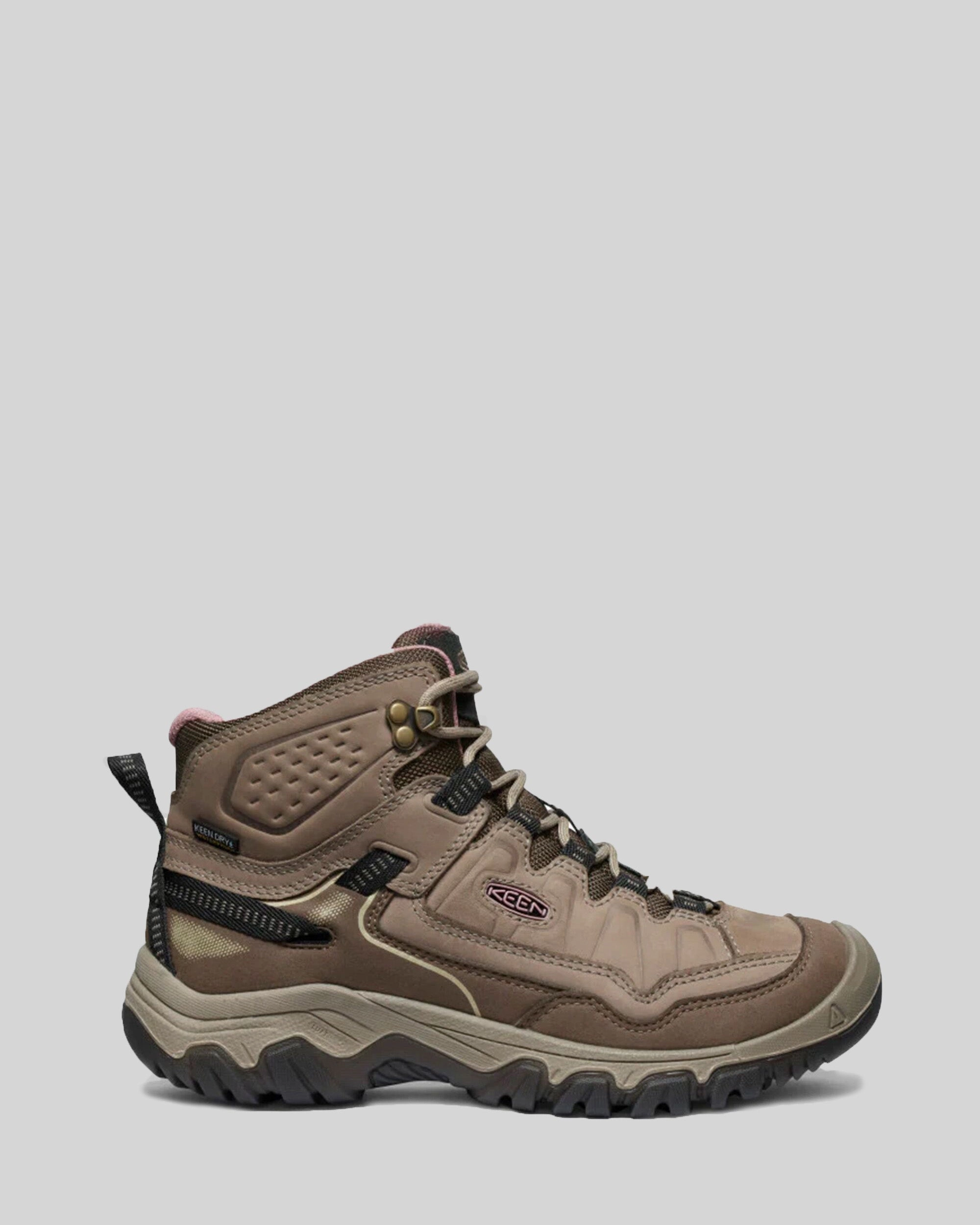 Sn Korean Hiking Boots Women's Keen Targhee IV Waterproof Mid Hiking Boots - Brindle/Nostalgia Rose