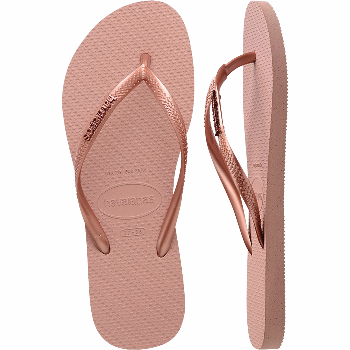 Flip Flops Sliders Women's Slim Logo Metallic Sandal