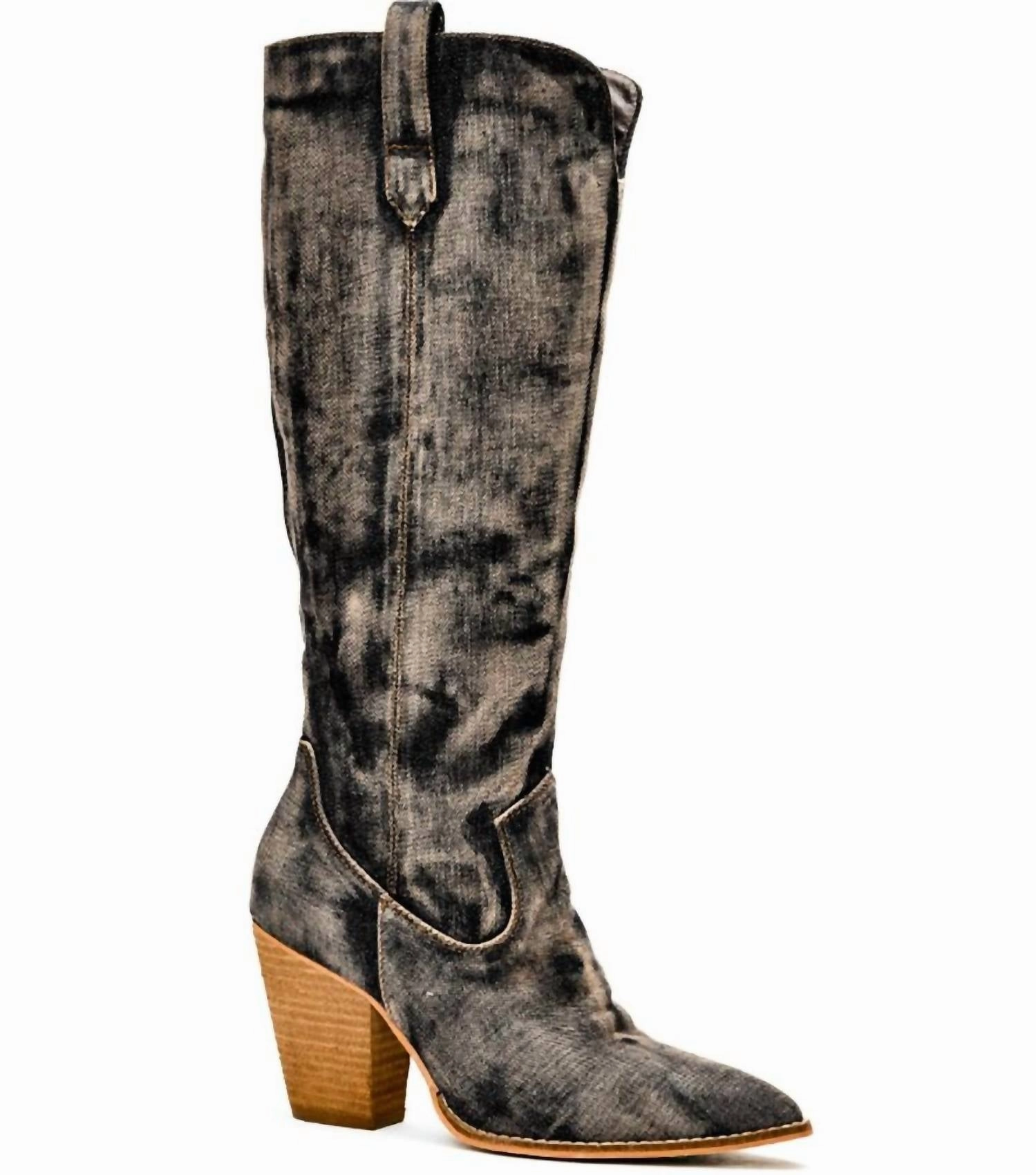 Silver Metallic Boots Women's Talk Is Cheap Washed Boots In Dark Denim