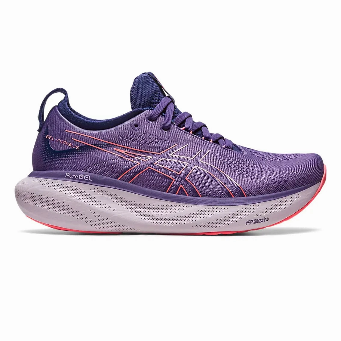 Womens ASICS GEL-Nimbus 25 - Dusty Puple / Papaya Asics Trail Stability Shoes