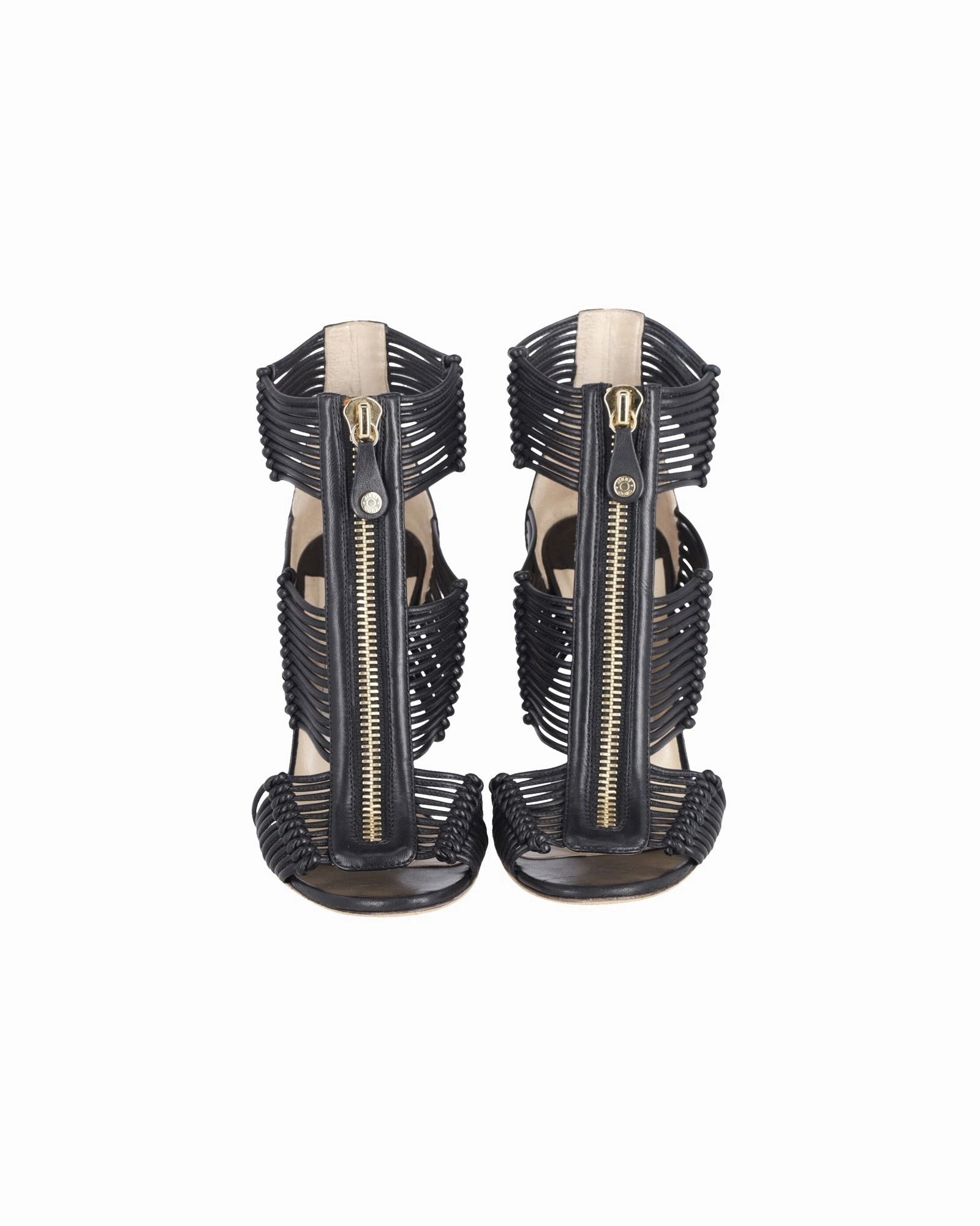 Vs Sandals Jimmy Choo Katie Strappy Zip Front Sandals in Black Leather