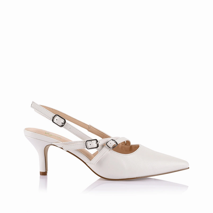 Heels Spikes Zedd Point Toe Kitten Heels - Chalk