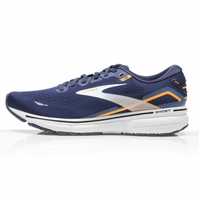 Discount Running Shoes Uk Brooks Ghost 15 Men's 2E Wide Fit Running Shoe - Peacoat/Blue/Orange Pop